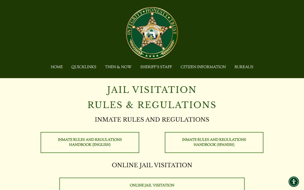 Marion County Jail visitation schedule and video visitation rules page