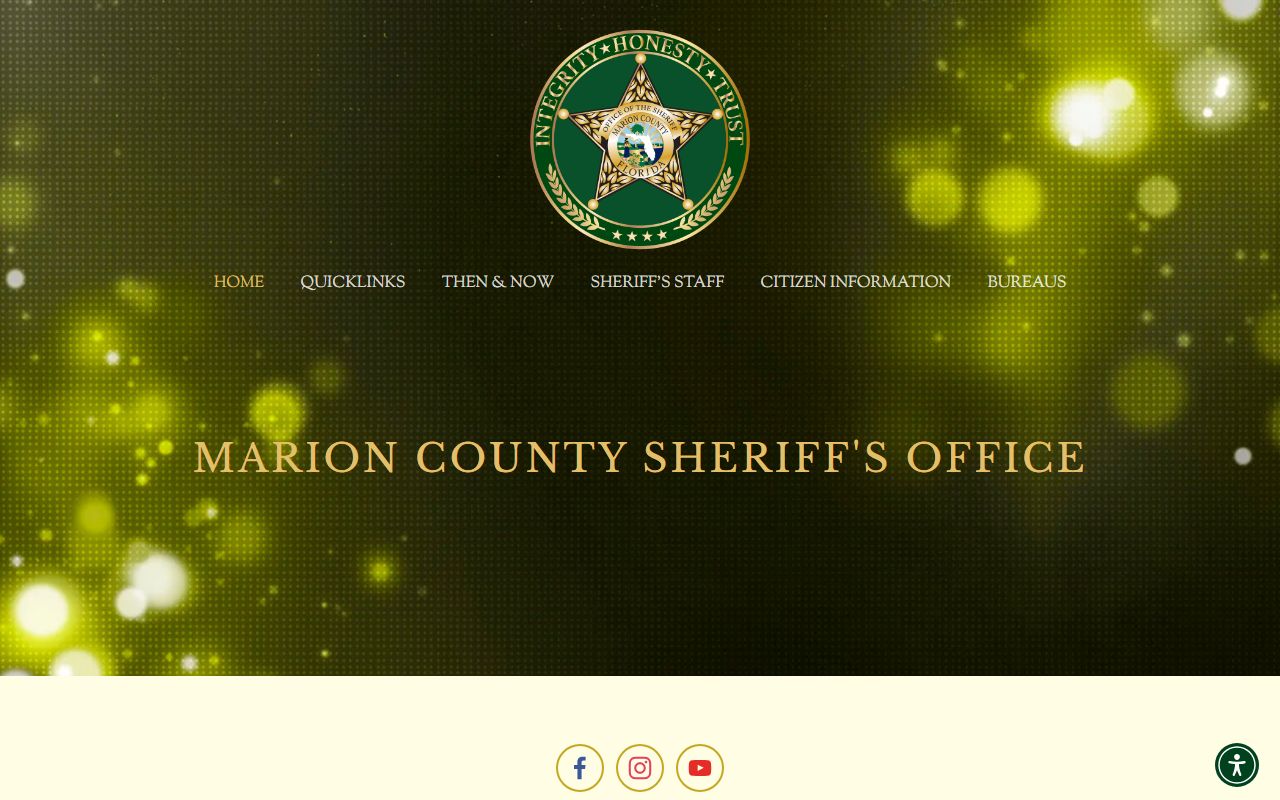 Marion County Sheriff's Office homepage with the official inmate search link
